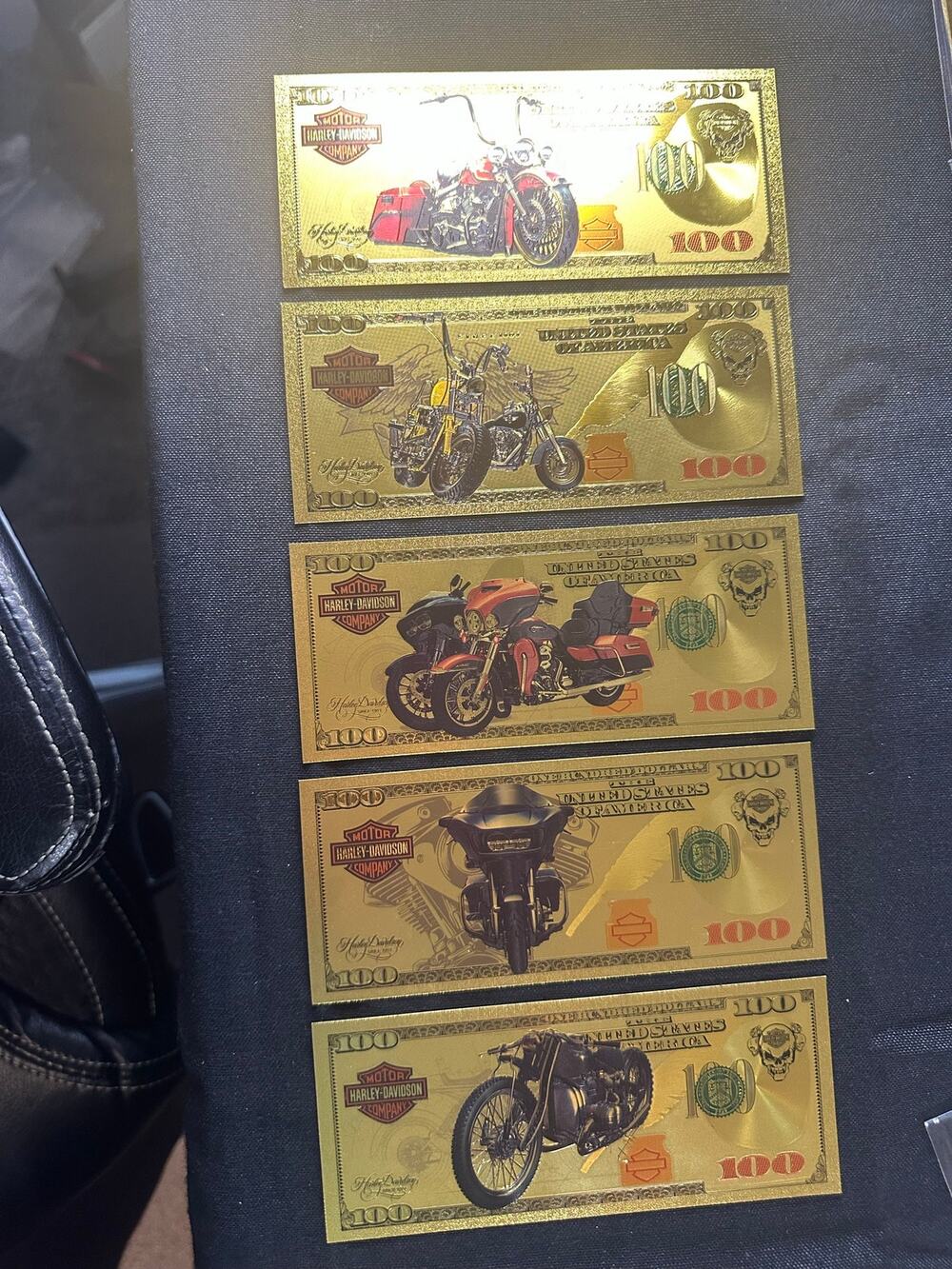 Harley-Davidson Motorcycle 5-Piece Gold Foil Novelty Note Set Collectible